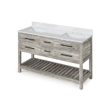 Jeffrey Alexander Weathered Grey Wavecrest Double Vanity & White Carrara Marbleimage