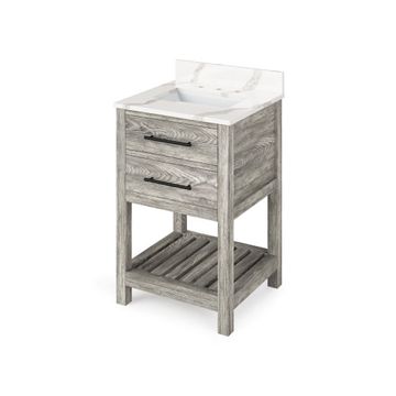 Jeffrey Alexander Weathered Grey Wavecrest Single Vanity & Calacatta Quartzimage