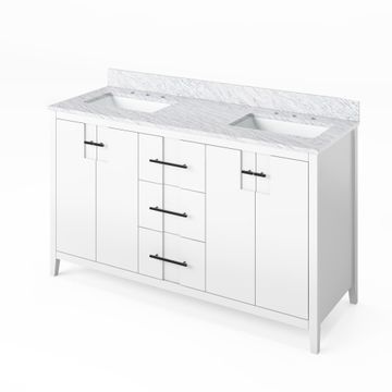 Jeffrey Alexander White Katara Double Vanity & White Carrara Marbleimage
