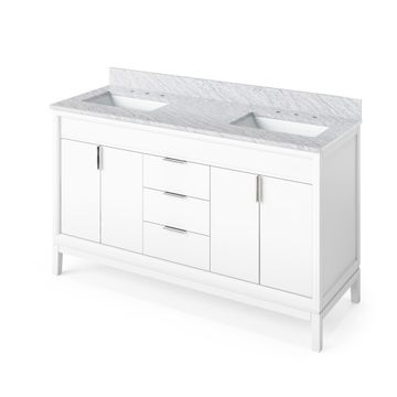 Jeffrey Alexander White Theodora Double Vanity & White Carrara Marbleimage
