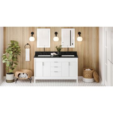 Jeffrey Alexander White Theodora Double Vanity with Black Granite Topimage