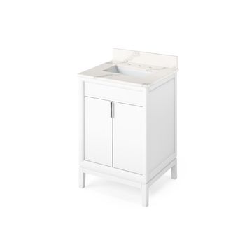 Jeffrey Alexander White Theodora Single Vanity & Calacatta Quartzimage