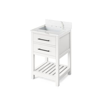 Jeffrey Alexander White Wavecrest Single Vanity & Calacatta Quartzimage