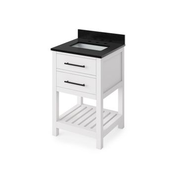 Jeffrey Alexander White Wavecrest Single Vanity with Black Granite Topimage