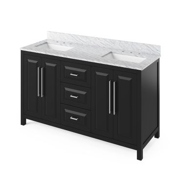 Jeffrey Alexander Black Cade Double Vanity & White Carrara Marbleimage