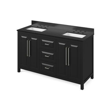 Jeffrey Alexander Black Cade Double Vanity with Black Granite Topimage