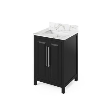 Jeffrey Alexander Black Cade Single Vanity & Calacatta Quartzimage