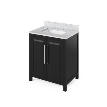 Jeffrey Alexander Black Cade Single Vanity & White Carrara Marbleimage