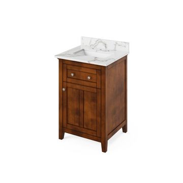 Jeffrey Alexander Chocolate Chatham Single Vanity & Calacatta Quartzimage