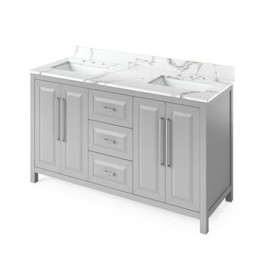 Jeffrey Alexander Grey Cade Double Vanity & Calacatta Quartzimage