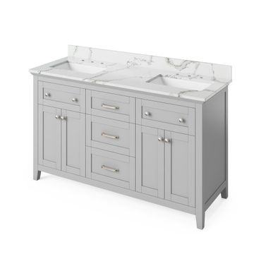 Jeffrey Alexander Grey Chatham Double Vanity & Calacatta Quartzimage