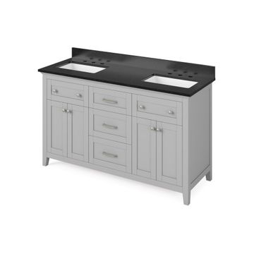Jeffrey Alexander Grey Chatham Double Vanity with Black Granite Topimage