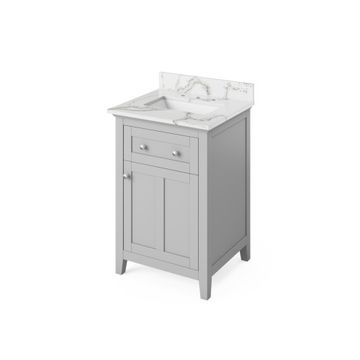 Jeffrey Alexander Grey Chatham Single Vanity & Calacatta Quartzimage