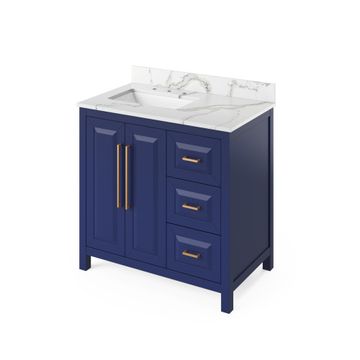 Jeffrey Alexander Hale Blue Cade Single Vanity & Calacatta Quartzimage