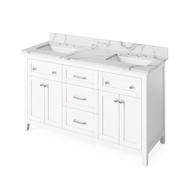 Jeffrey Alexander White Chatham Double Vanity & Calacatta Quartzimage