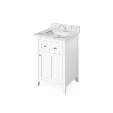 Jeffrey Alexander White Chatham Single Vanity & Calacatta Quartzimage