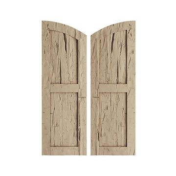 TimberThane Tan Two Flat Elliptical Hand Hewn Faux Wood Shuttersimage