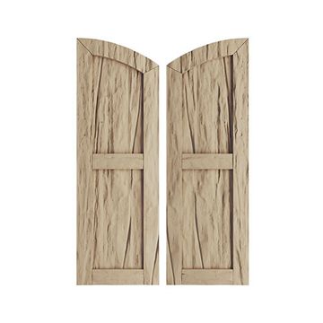 TimberThane Tan Two Flat Elliptical Riverwood Faux Wood Shuttersimage