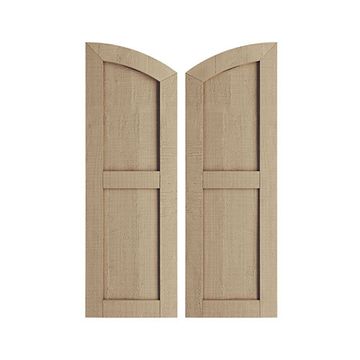 TimberThane Tan Two Flat Elliptical Rough Cedar Faux Wood Shuttersimage