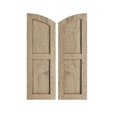 TimberThane Tan Two Flat Elliptical Rough Sawn Faux Wood Shuttersimage