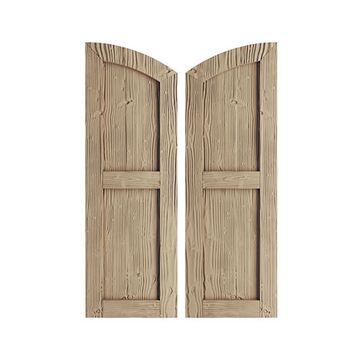 TimberThane Tan Two Flat Elliptical Sandblast Faux Wood Shuttersimage