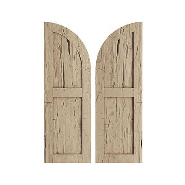 TimberThane Tan Two Flat Quarter Arch Hand Hewn Faux Wood Shuttersimage