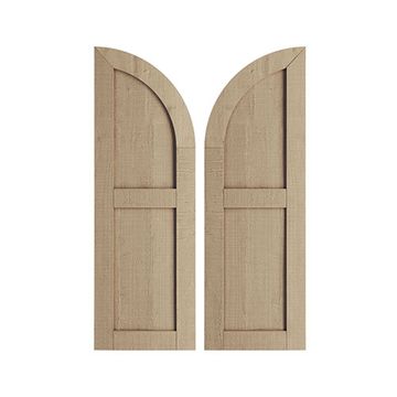 TimberThane Tan Two Flat Quarter Arch Rough Cedar Faux Wood Shuttersimage