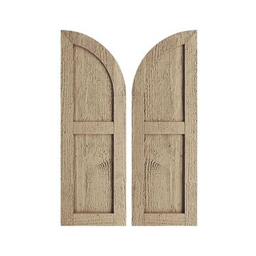 TimberThane Tan Two Flat Quarter Arch Rough Sawn Faux Wood Shuttersimage