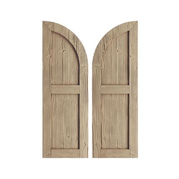 TimberThane Tan Two Flat Quarter Arch Sandblast Faux Wood Shuttersimage
