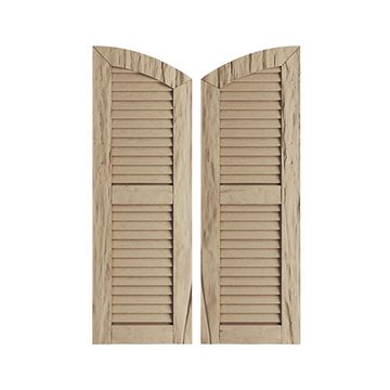 TimberThane Tan Two Louver Elliptical Riverwood Faux Wood Shuttersimage