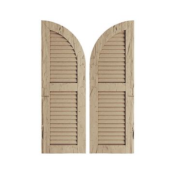 TimberThane Tan Two Louver Quarter Arch Hand Hewn Faux Wood Shuttersimage