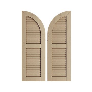 TimberThane Tan Two Louver Quarter Arch Knotty Pine Faux Wood Shuttersimage