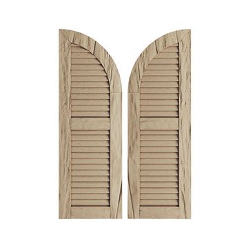 TimberThane Tan Two Louver Quarter Arch Riverwood Faux Wood Shuttersimage