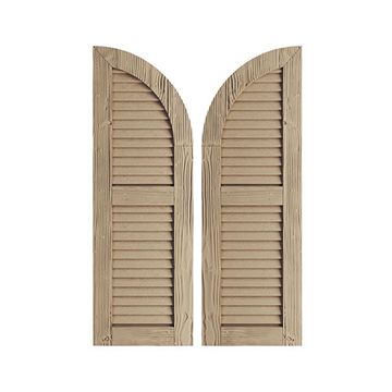 TimberThane Tan Two Louver Quarter Arch Sandblast Faux Wood Shuttersimage