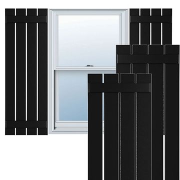 True Fit PVC Black 4-Board Spaced Board-n-Batten Shuttersimage