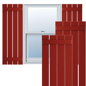 True Fit PVC Fire Red 4-Board Spaced Board-n-Batten Shuttersimage