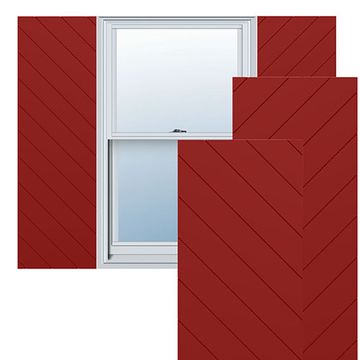 True Fit PVC Fire Red Diagonal Slat Modern Fixed Mount Shuttersimage