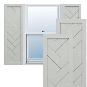 True Fit PVC Hailstorm Gray Herringbone Modern Fixed Shuttersimage