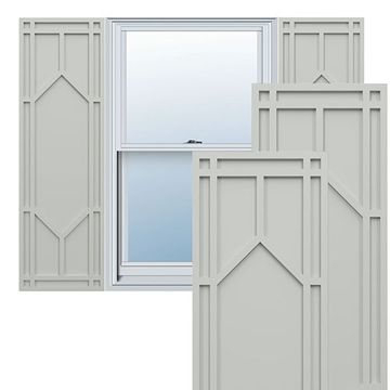 True Fit PVC Hailstorm Gray Shaker Fixed Mount Shuttersimage