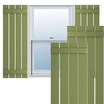 True Fit PVC Moss Green 4-Board Spaced Board-n-Batten Shuttersimage