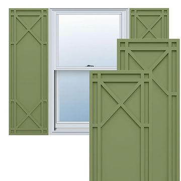 True Fit PVC Moss Green Bungalow Fixed Mount Shuttersimage