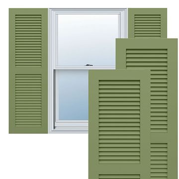 True Fit PVC Moss Green Two Equal Louver Fixed Mount Shuttersimage