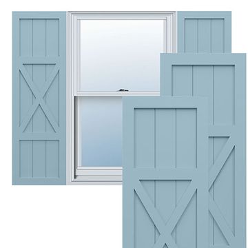 True Fit PVC Peaceful Blue Center X-Board Farmhouse Shuttersimage