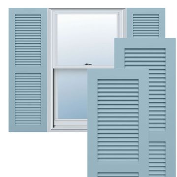 True Fit PVC Peaceful Blue Two Equal Louver Fixed Mount Shuttersimage