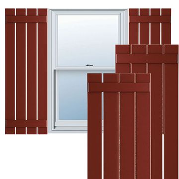 True Fit PVC Pepper Red 4-Board Spaced Board-n-Batten Shuttersimage