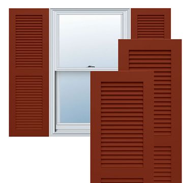 True Fit PVC Pepper Red Two Equal Louver Fixed Mount Shuttersimage