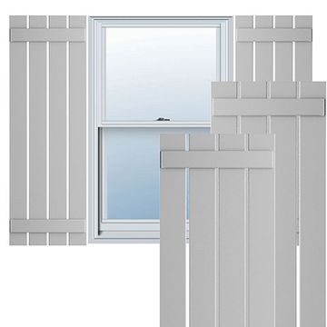 True Fit PVC Primed White 4-Board Spaced Board-n-Batten Shuttersimage