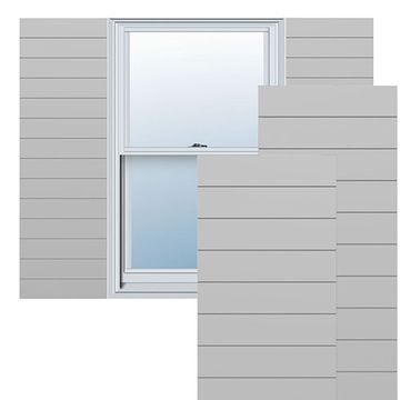 True Fit PVC Primed White Horizontal Slat Modern Fixed Shuttersimage