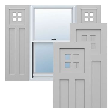 True Fit PVC Primed White San Antonio Mission Fixed Shuttersimage