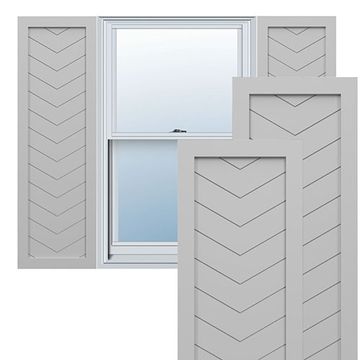 True Fit PVC Primed White Single Panel Chevron Fixed Shuttersimage